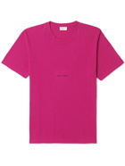 SAINT LAURENT - Logo-Print Cotton-Jersey T-Shirt - Pink