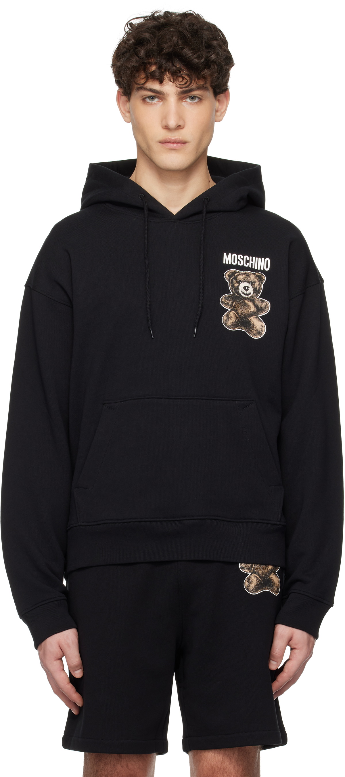 【送料&関税込】Moschino Logo Detailed Drawstring Hoodie Moschino Sweatshirt Hoodie Black | Mainline Menswear United