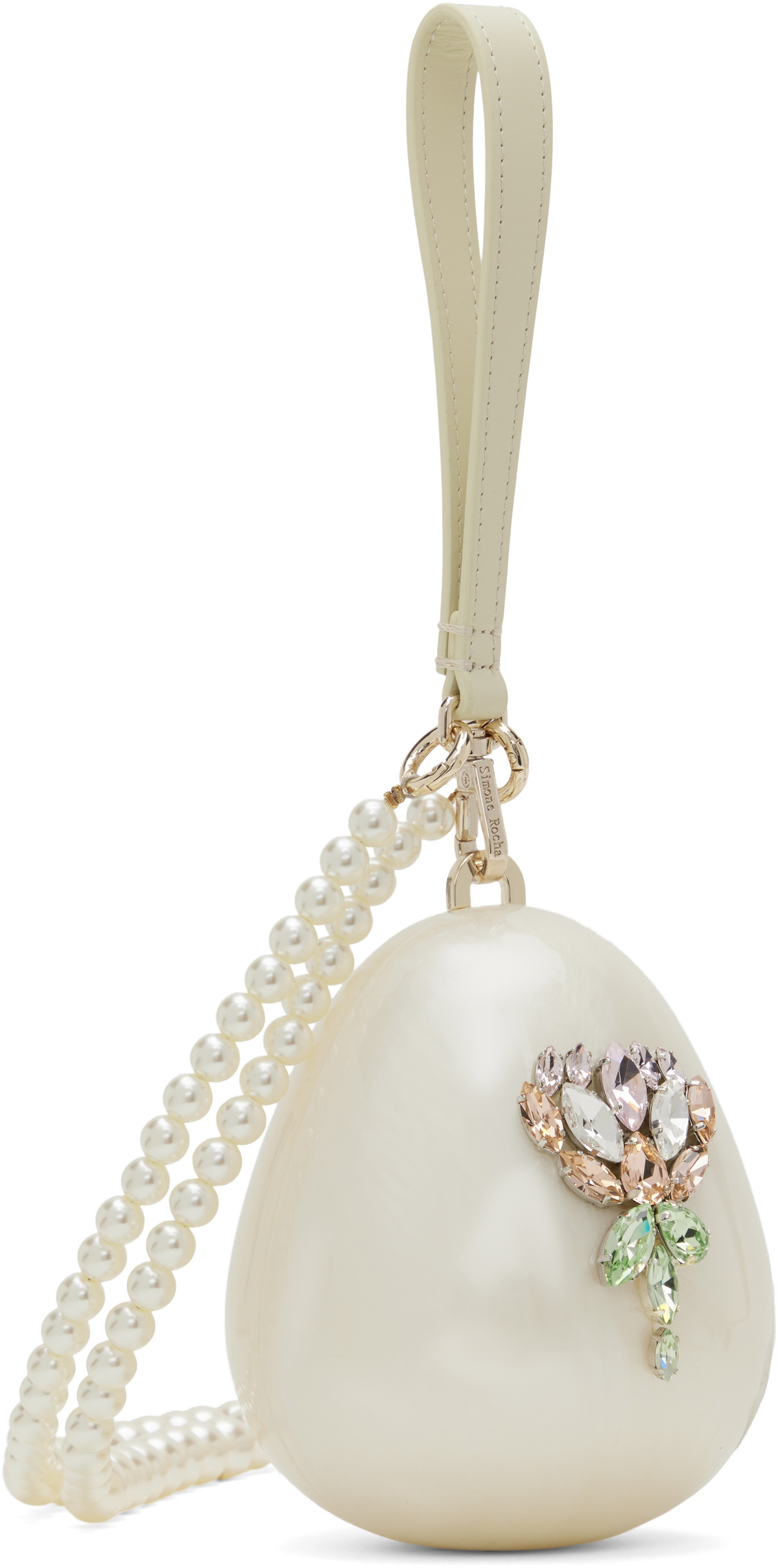 Simone Rocha Off-White Embellished Micro Pearl Egg Bag Simone Rocha