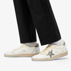 Golden Goose Men's Ball Star Leather Sneakers in White/Grey