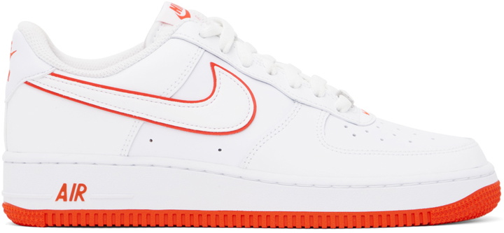 Photo: Nike White & Red Air Force 1 '07 Sneakers