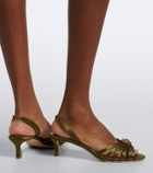 Manolo Blahnik Fulmasli embellished satin slingback sandals