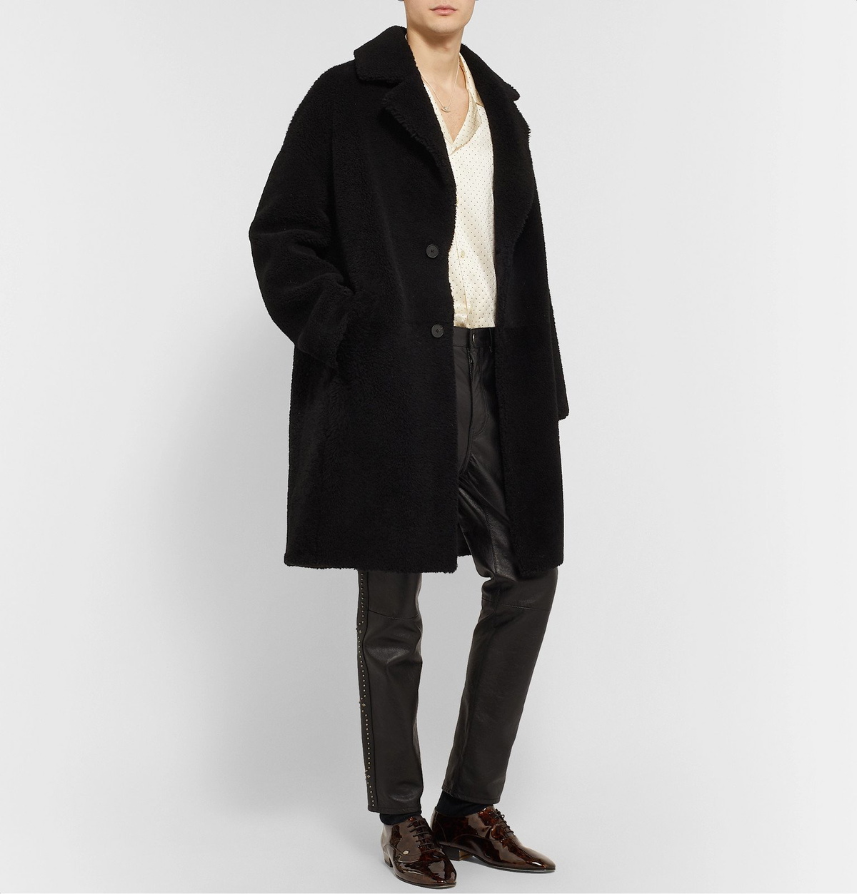 SAINT LAURENT - Leon Tortoiseshell-Effect Patent-Leather  display picture 2