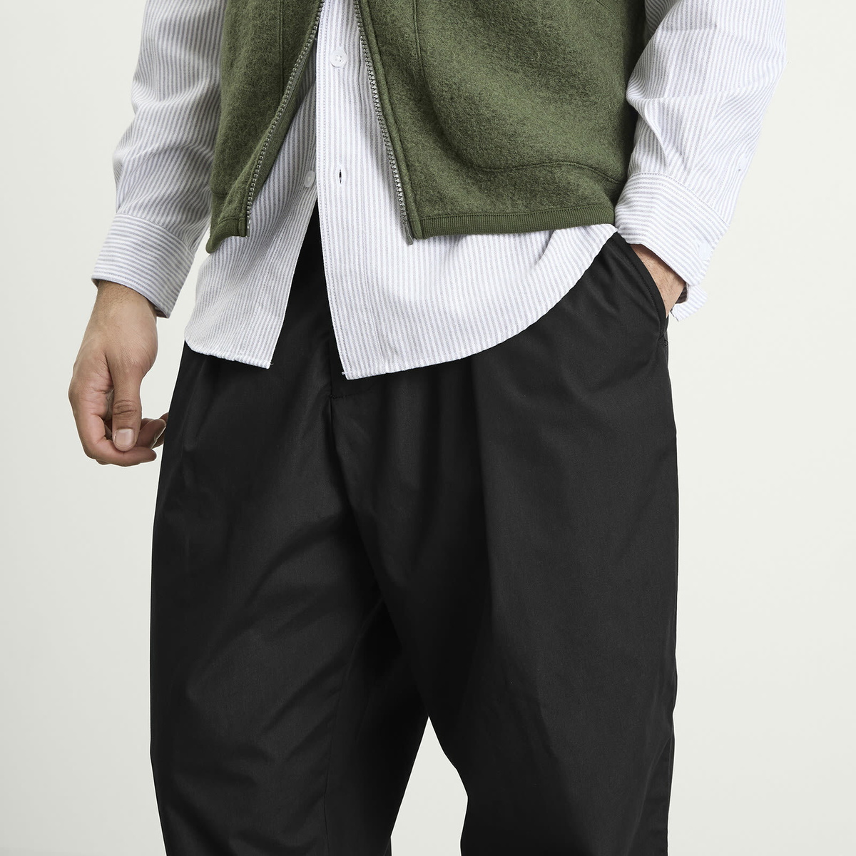 Universal Works Men's Recycled Poly Tech Pleated Track Pant in Black