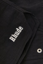 Rhude Classic Logo-embroidered Nylon Swim Shorts Black And White