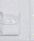 Brooks Brothers Men's Stretch Regent Regular-Fit Dress Shirt, Non-Iron Twill Ainsley Collar Micro-Check | Navy