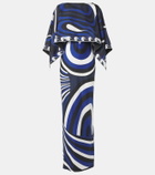 Pucci Iride silk twill slip dress and cape