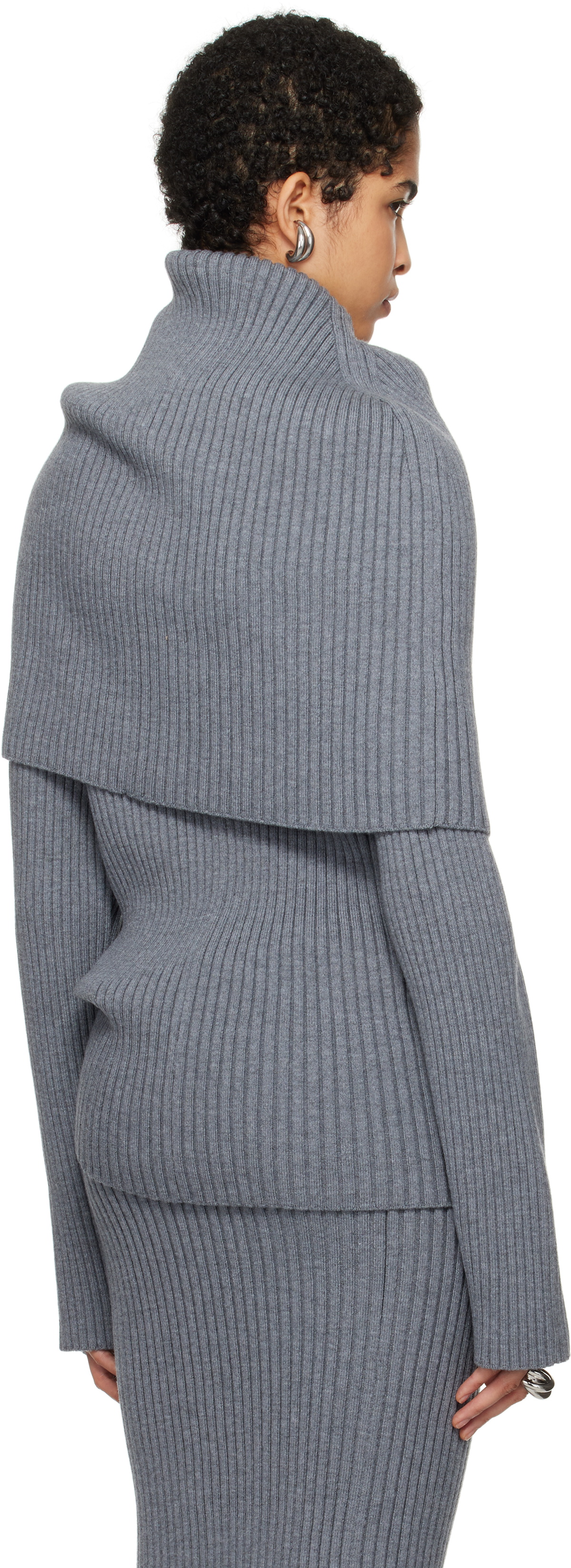 ALAINPAUL Gray Covered Shoulders Turtleneck