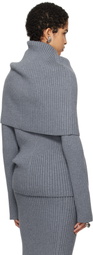 ALAINPAUL Gray Covered Shoulders Turtleneck