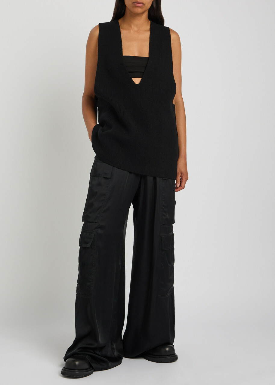 Rick Owens Cargobelas Wide-leg Satin Trousers Black