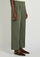 Anine Bing Belen Straight-leg Twill Trousers Dark Green