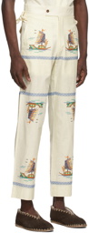 Bode SSENSE Exclusive Off-White Limited Edition Sailboat Side-Tie Trousers