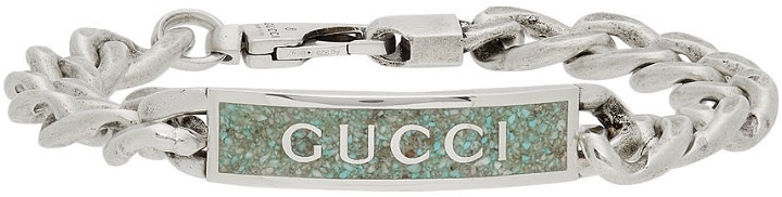 Photo: Gucci Silver Enamel Logo Bracelet
