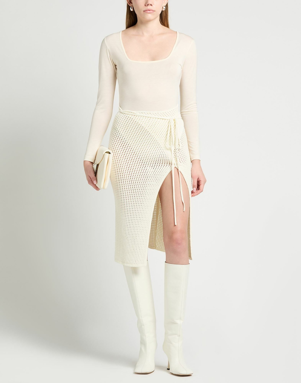 Andreādamo Womens Midi skirt Ivory