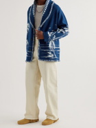 Alanui - Surrounded by the Ocean Shawl-Collar Cashmere and Wool-Blend Jacquard Cardigan - Blue