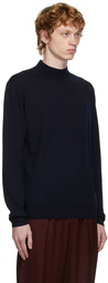 Dries Van Noten Navy Mock Neck Sweater