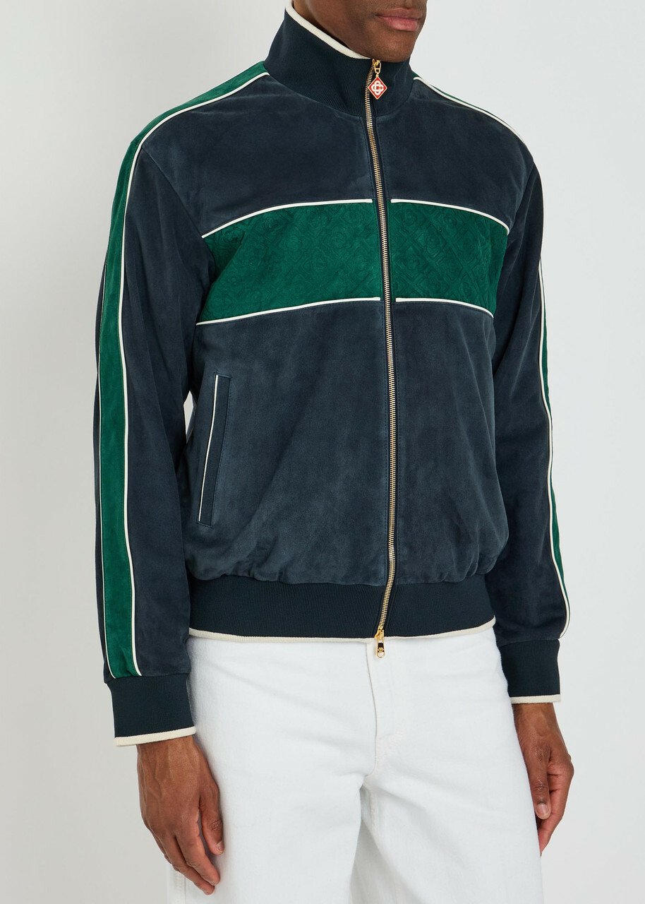 Casablanca Panelled Suede Track Jacket Navy