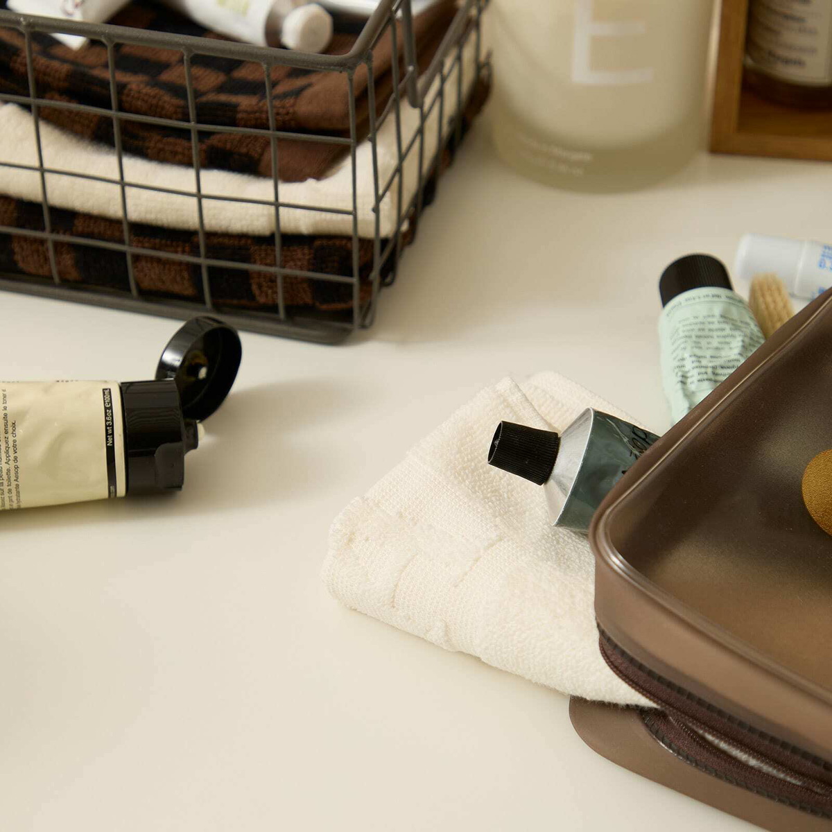Baina Face Cloth Gift Set in Ivory/Tabac/Noir 