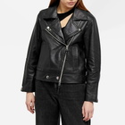 Shoreditch Ski Club Women's Marley Leather Biker Jacket in Black