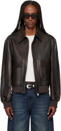 TONYWACK Brown Goat Leather Aviator Jacket