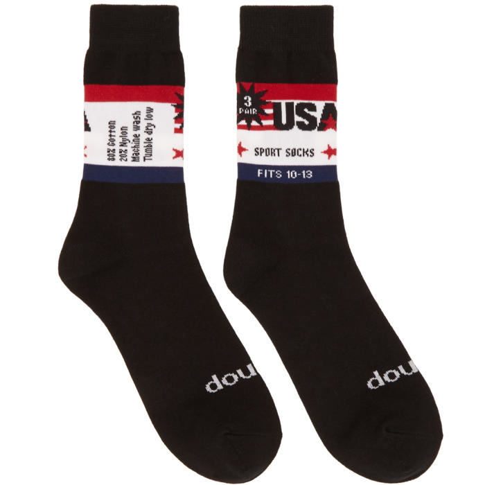 Photo: Doublet Black 3 Pac Jacquard Socks