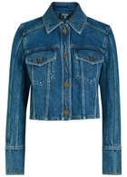 Balmain Cropped Denim Jacket Dark Blue