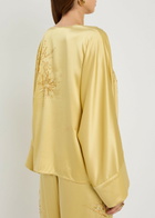 Bernadette Naomi Embellished Stretch-silk Blouse Yellow