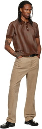 A.P.C. Brown Fitted Striped Polo
