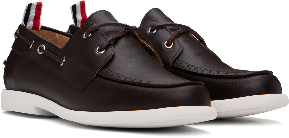 Thom Browne Brown Baby Calf Leather Boat Shoes
