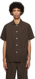 Tekla Brown Short Sleeve Pyjama Shirt
