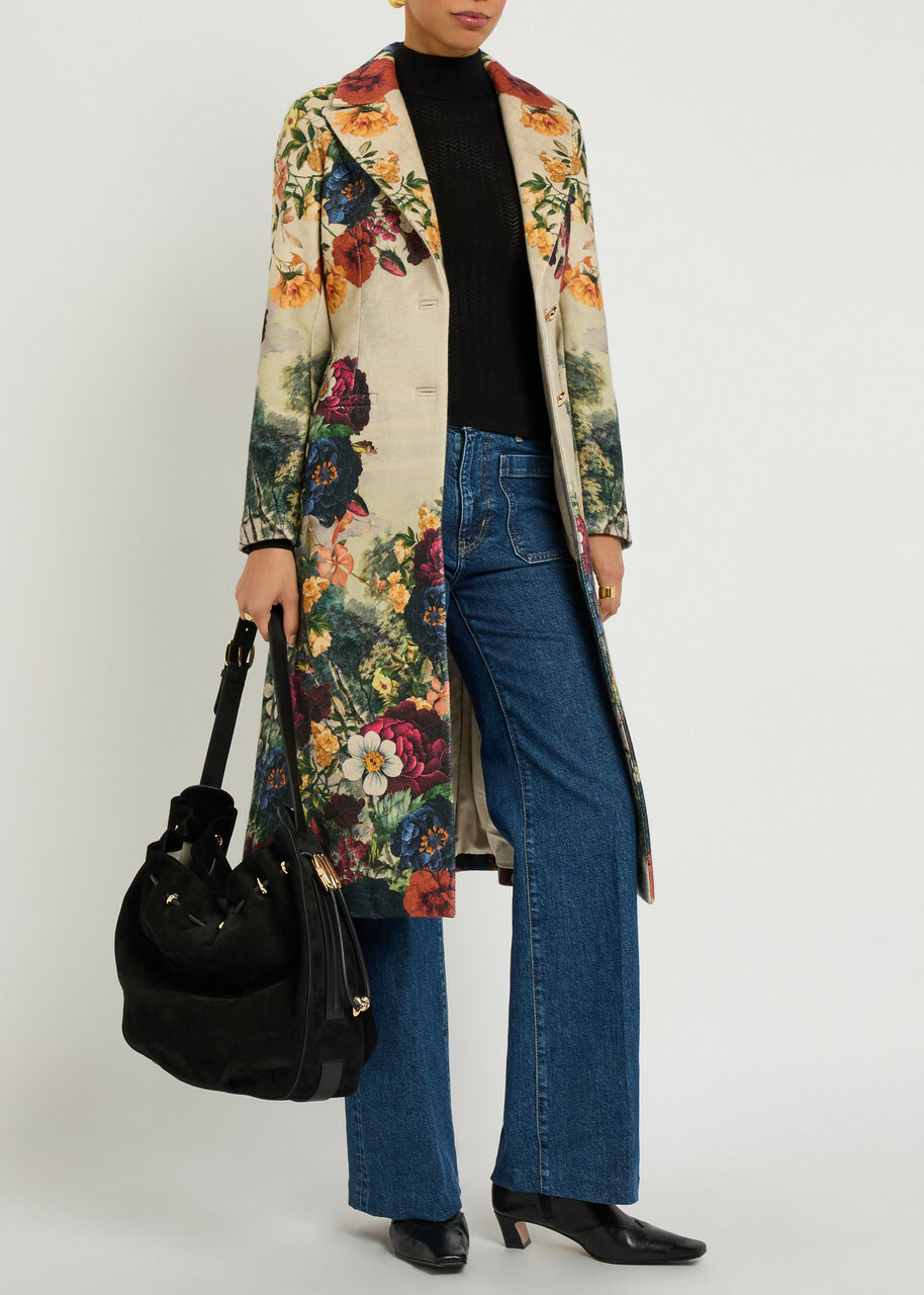Alice + Olivia Joelle Floral-print Belted Coat Multicoloured