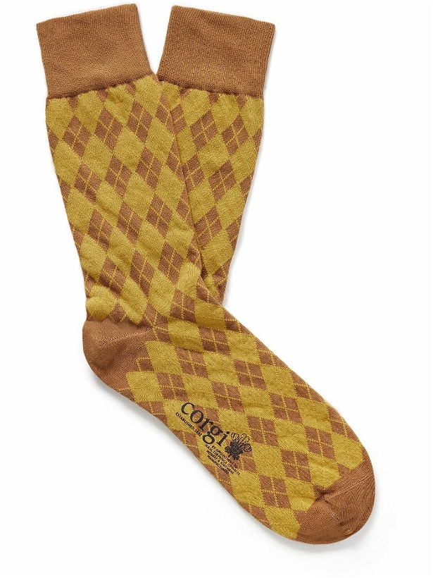 Photo: Kingsman - Argylle Cotton and Nylon-Blend Socks - Yellow
