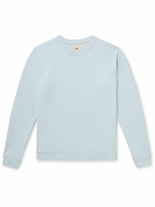 Photo: Folk - Rivet Garment-Dyed Cotton-Jersey Sweatshirt - Blue
