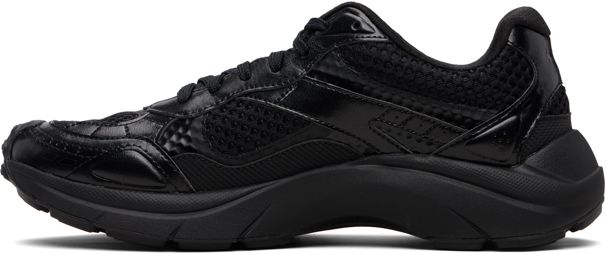 Hugo Black Mesh Faux-Leather Sneakers