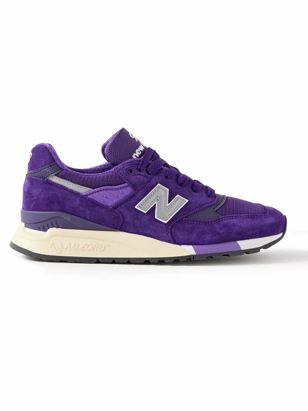 Photo: New Balance - 998 Core Rubber-Trimmed Full-Grain Leather, Mesh and Suede Sneakers - Purple