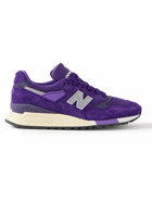 New Balance - 998 Core Rubber-Trimmed Full-Grain Leather, Mesh and Suede Sneakers - Purple