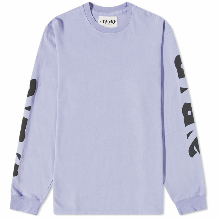 Photo: Awake NY Men's Long Sleeve Block Out Logo T-Shirt in Lavender