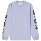 Awake NY Men's Long Sleeve Block Out Logo T-Shirt in Lavender