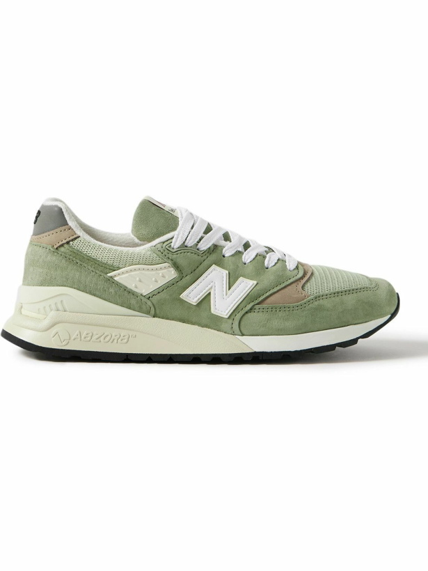 Photo: New Balance - 998 Leather- and Rubber-Trimmed Suede and Mesh Sneakers - Green