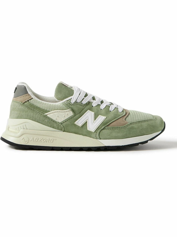 Photo: New Balance - 998 Leather- and Rubber-Trimmed Suede and Mesh Sneakers - Green