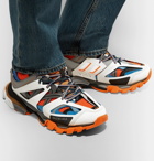 Balenciaga - Track Leather, Mesh and Rubber Sneakers - Orange