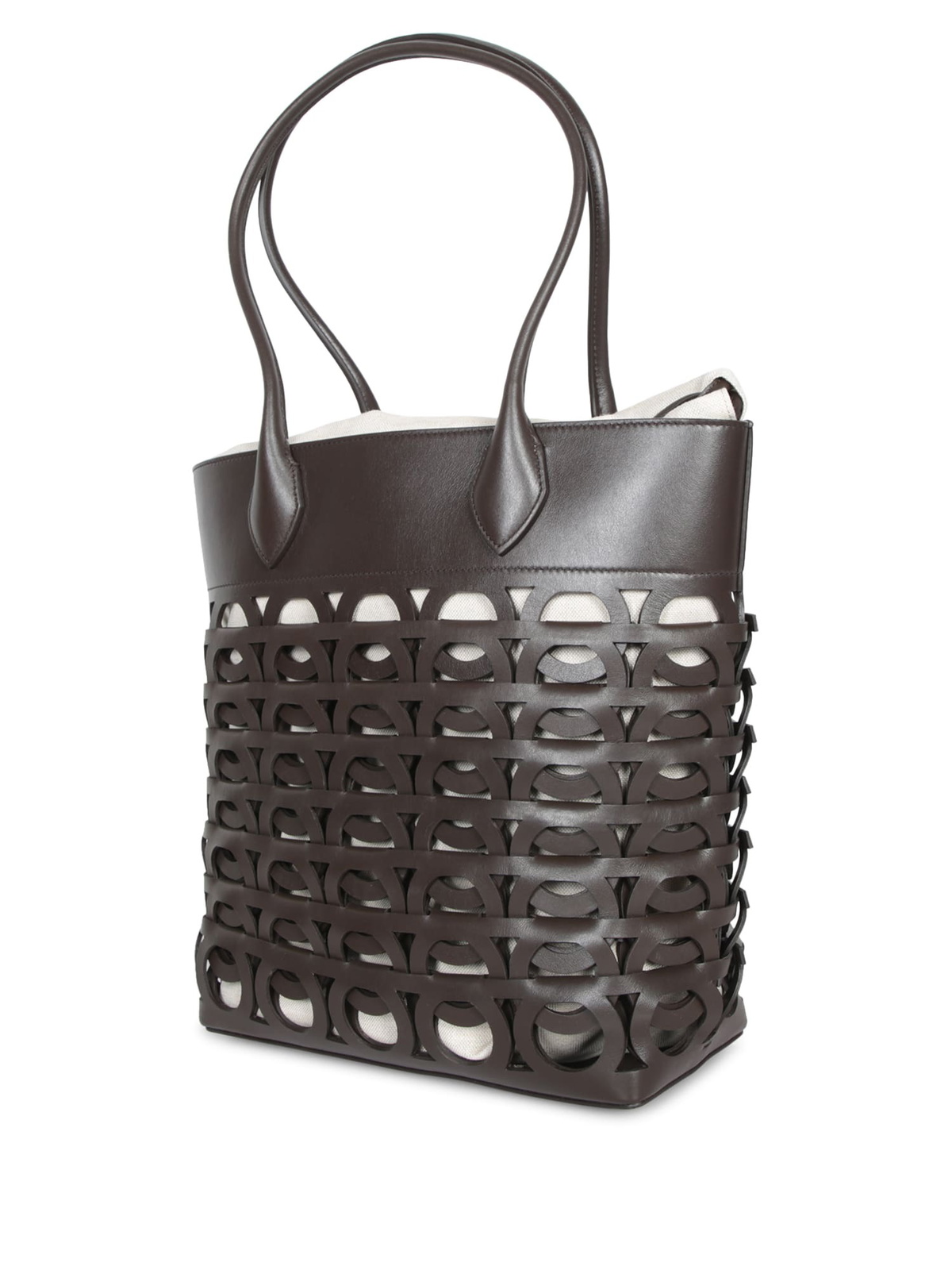 Ferragamo Brown Gancini Tote Bag Salvatore Ferragamo