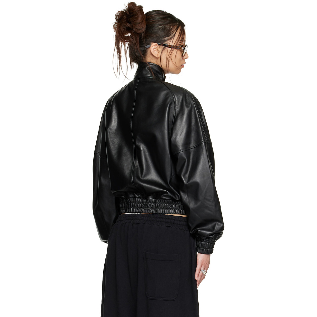 LU'U DAN Black Blouson Leather Jacket