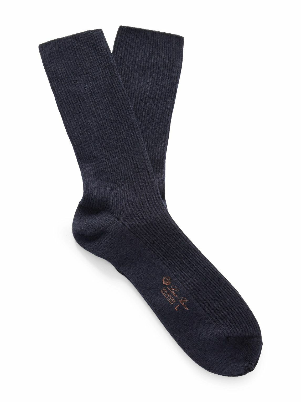 Loro Piana - Ribbed Cashmere and Silk-Blend Socks - Blue Loro Piana