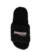 BALENCIAGA - Political Logo Furry Slide Sandals