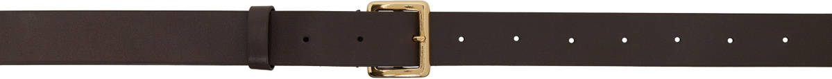 AURALEE Brown Leather Square Buckle Belt
