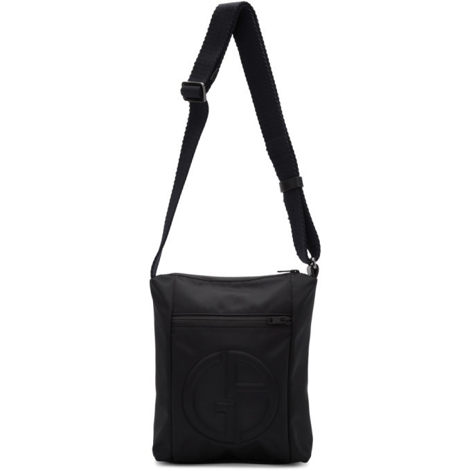 Photo: Giorgio Armani Black Embossed Logo Messenger Bag