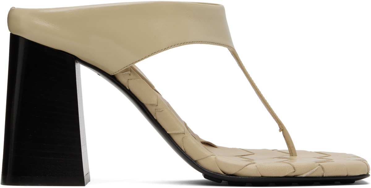 Bottega Veneta Beige Marella Thong Heeled Sandals