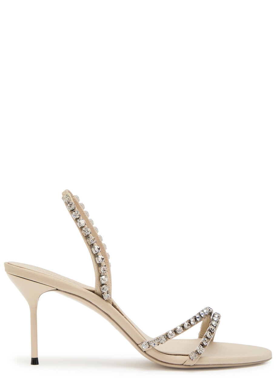 Paris Texas Lidia 70 Crystal-embellished Crepe Sandals Ivory