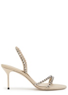Paris Texas Lidia 70 Crystal-embellished Crepe Sandals Ivory